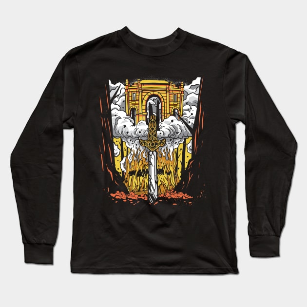 Viking Funeral With Sword Long Sleeve T-Shirt by JFDesign123